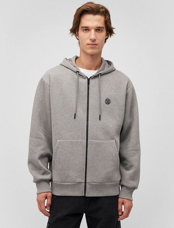 سویشرت مردانه ماوی اورجینال MAVI Hooded Zippered Gray Sweatshirt