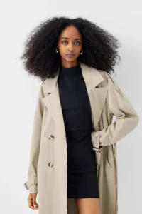 پالتو نخی زنانه برشکا اورجینال Bershka Cotton trench coat