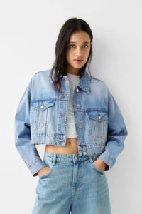 کت کراپ زنانه جین برشکا اورجینال Bershka Crop denim jacket