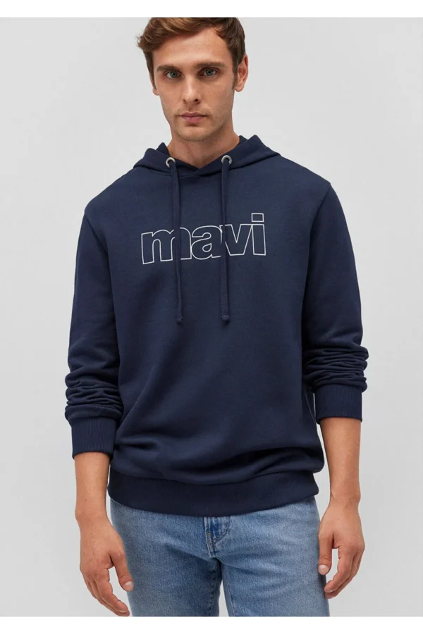 هودی کلاهدار مردانه ماوی اورجینال mavi Hooded Navy Blue Sweatshirt