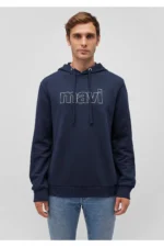 هودی کلاهدار ماوی اورجینال mavi Hooded Navy Blue Sweatshirt