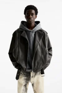 کت مردانه چرم مصنوعی پول اند بیر اورجینال Pull & Bear jacket