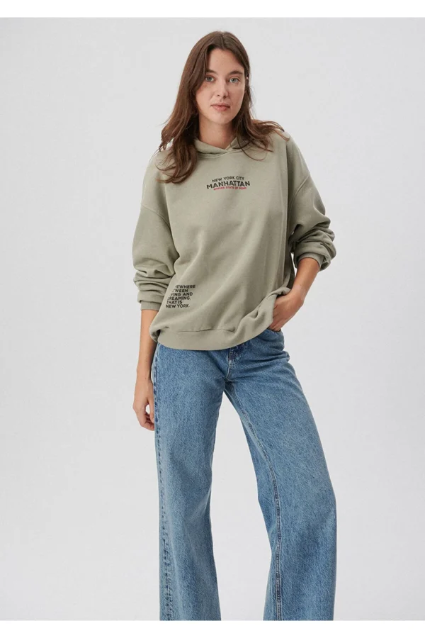 هودی سبز زنانه ماوی اورجینالmavi Hooded Green Sweatshirt