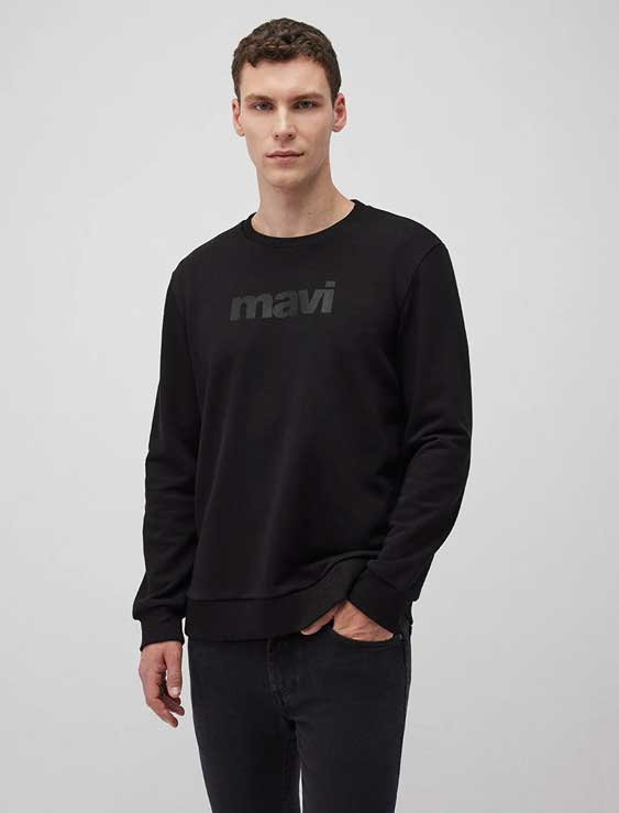 دورس مردانه ماوی اورجینال MAVI Logo Printed Black Sweatshirt