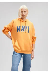 سویشرت کلاهدار Printed Hooded Sweatshirt mavi