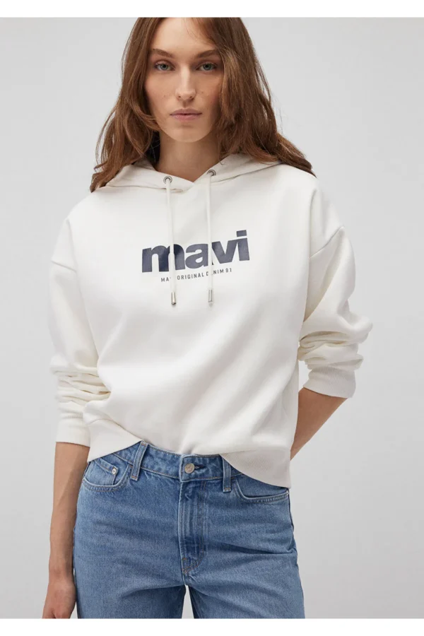 سویشرت زنانه MAVI Sweatshirt with Blue Logo Printed Hoodie