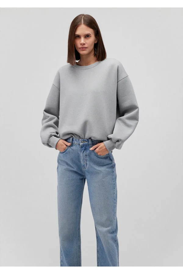 سویشرت زنانه ماوی Blue Crew Neck Gray Basic Sweatshirt MAVI