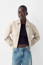 کراپ کت زنانه برشکا Bershka Soft crop jacket