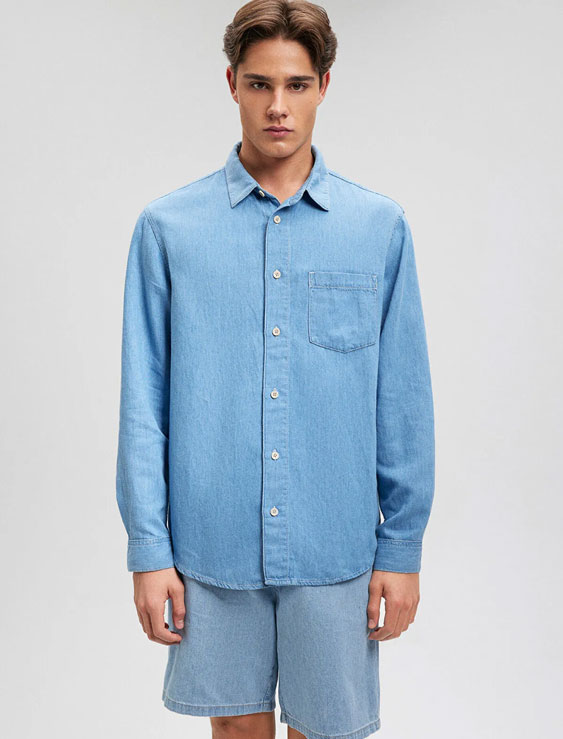 پیراهن جین مردانه ماوی MAVI Mediterranean Indigo Blue Jean Shirt