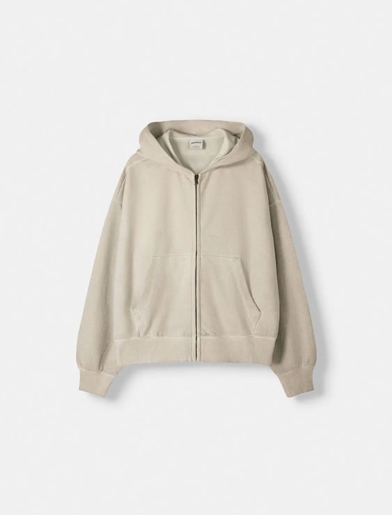 سویشرت مردانه برشکا BERSHKA Faded effect zippered hoodie