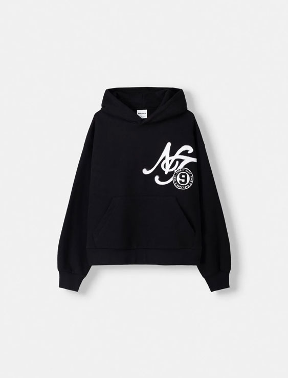 هودی کلاژ مردانه برشکا BERSHKA College printed hooded sweatshirt