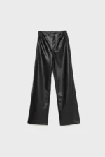 شلوار چرم زنانه Stradivarius Wide Leg Leather Trousers