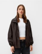 کت چرم زنانه برشکا BERSHKA Faux leather oversize jacket