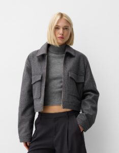 کت کوتاه زنانه برشکا BERSHKA Soft cropped jacket