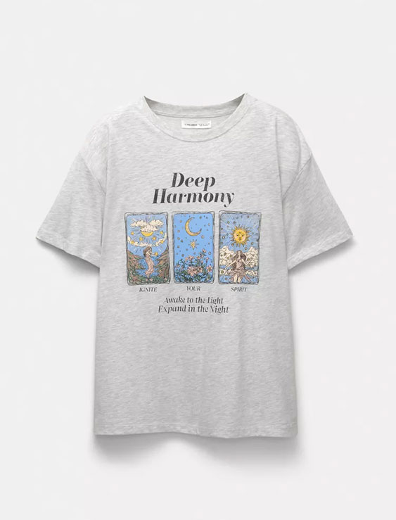 تیشرت طرح هارمونی زنانه PULL&BEAR Deep harmony T-shirt